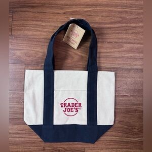 Trader Joe's Mini Canvas Tote Bag Navy Blue